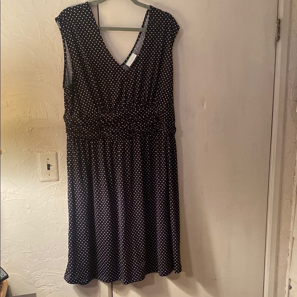 Black and White Polka Dot Midi Dress Sz:2X
